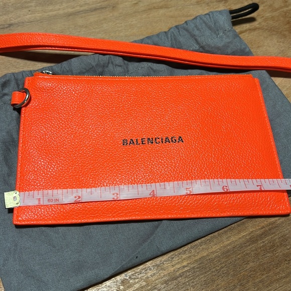 Authentic Balenciaga Passport/Phone and Card holder on lanyard - Neon Orange - Picture 4 of 13